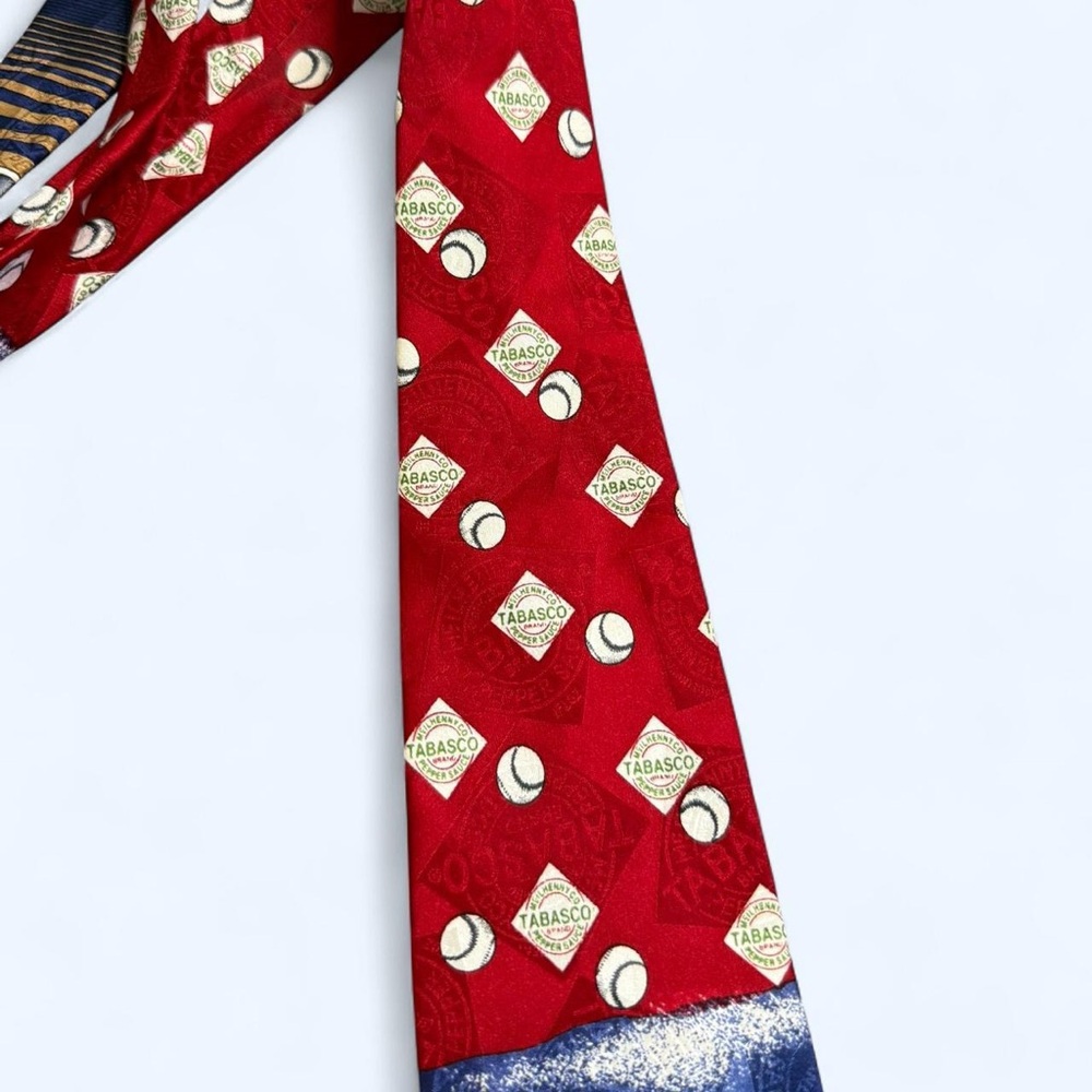 Rare Vintage 100% Silk Tabasco Baseball Neck Tie - Picture 4 of 5
